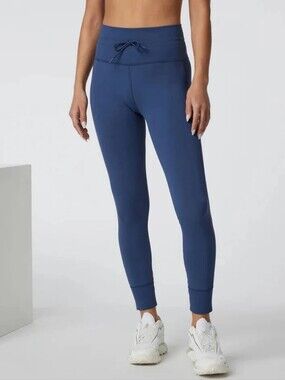 Vuori Blue Drawstring Waist Daily Leggings-Long In French Blue